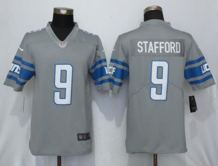 Men Detroit Lions 9 Stafford Steel Color Rush Gray New Nike Limited NFL Jersey